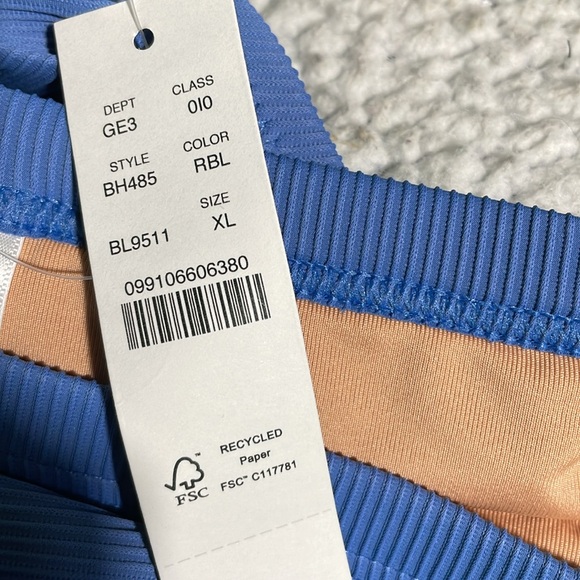 J Crew Ribbed Trim Lo Rise Hipster Full Coverage Bikini Bottom Blue XL(16) NWT - Picture 6 of 7